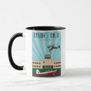 Art deco-mok met de luchthaven Shoreham en Chipmun Mok