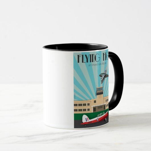 Art deco-mok met de luchthaven Shoreham en Chipmun Mok (Voorkant rechts)