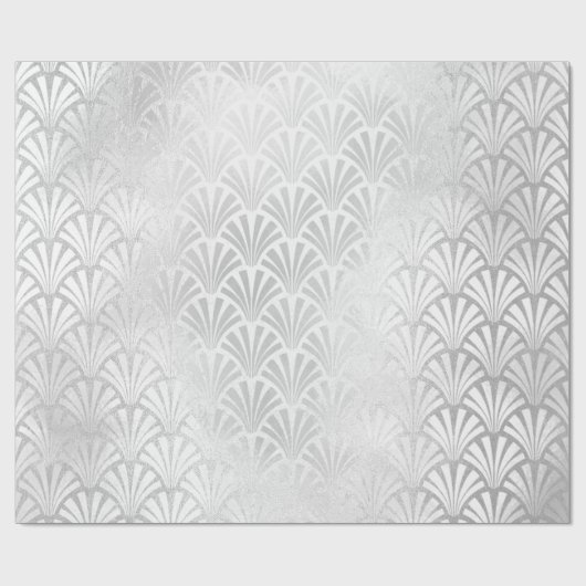 Art Deco Monochrom Silver Grey Scales Seashells Cadeaupapier (Vlak)