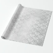 Art Deco Monochrom Silver Grey Scales Seashells Cadeaupapier (Uitgerold)
