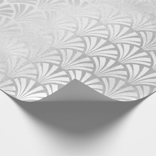 Art Deco Monochrom Silver Grey Scales Seashells Cadeaupapier (Hoek)