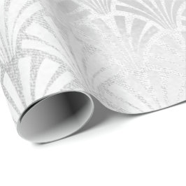 Art Deco Monochrom Silver Grey Scales Seashells Cadeaupapier