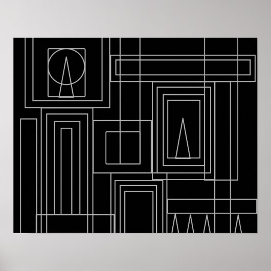 Art Deco Monochrome Print Poster (Voorkant)