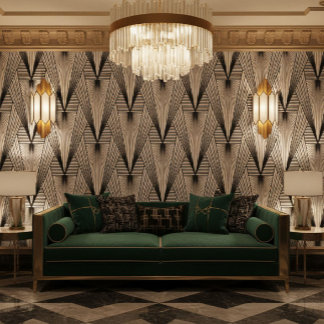 Art Deco Monochroom Behang
