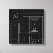 Art Deco Monochroom Print omwikkeld canvas (Voorkant)