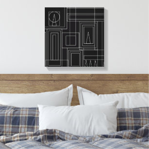 Art Deco Monochroom Print omwikkeld canvas