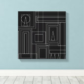 Art Deco Monochroom Print omwikkeld canvas (Insitu (Houten vloer))
