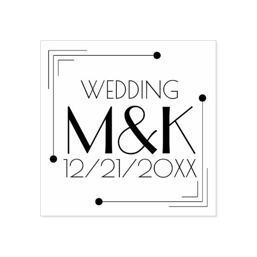 Art Deco Monogram 1920s Wedding Rubber Stamp Rubberstempel (Afrduk)