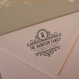 Art Deco Monogram | Aangepast naam en retouradres Rubberstempel