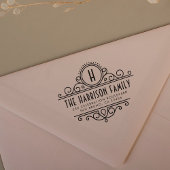 Art Deco Monogram | Aangepast naam en retouradres Zelfinktende Stempel