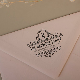 Art Deco Monogram Aangepast naam en retouradres Zelfinktende Stempel