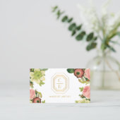 Art Deco Monogram Bruidsmake-up Artiest Visitekaartje (Staand voorkant)