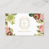 Art Deco Monogram Bruidsmake-up Artiest Visitekaartje (Voorkant)