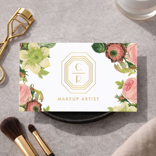 Art Deco Monogram Bruidsmake-up Artiest Visitekaartje
