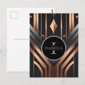 Art Deco Monogram Circle Name Design Briefkaart (Voorkant / Achterkant)