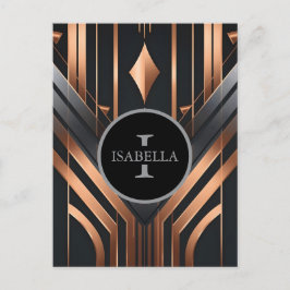 Art Deco Monogram Circle Name Design Briefkaart