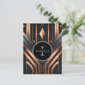 Art Deco Monogram Cirkel Naam Design Briefkaart (Staand voorkant)