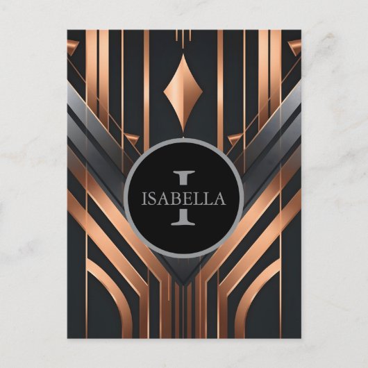 Art Deco Monogram Cirkel Naam Design Briefkaart (Voorkant)