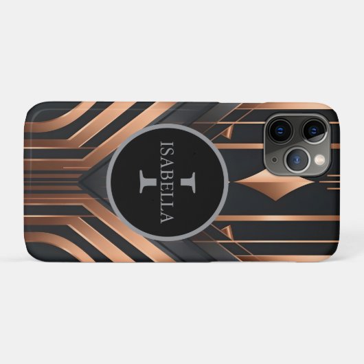 Art Deco Monogram Cirkel Naam Design Case-Mate iPhone Case (Achterkant (horizontaal))
