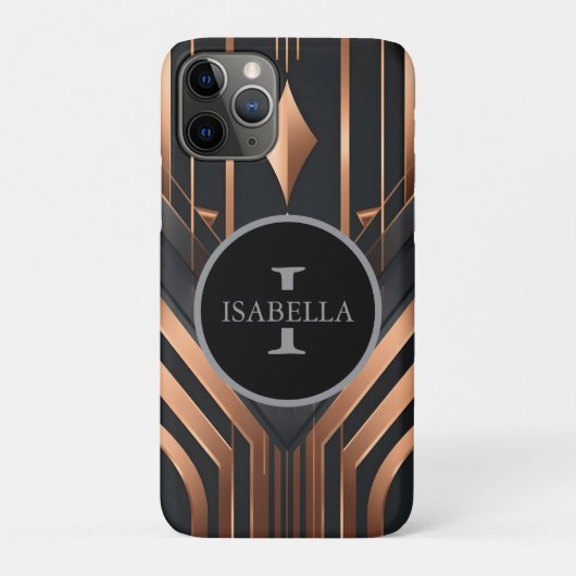 Art Deco Monogram Cirkel Naam Design Case-Mate iPhone Case (Achterkant)