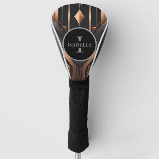 Art Deco Monogram Cirkel Naam Design Golfheadcover (Voorkant)