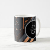 Art Deco Monogram Cirkel Naam Design Koffiemok (Voorkant rechts)