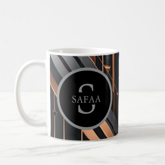 Art Deco Monogram Cirkel Naam Design Koffiemok (Links)