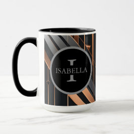 Art Deco Monogram Cirkel Naam Design Mok