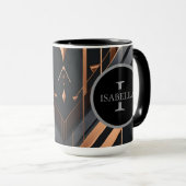 Art Deco Monogram Cirkel Naam Design Mok (Voorkant rechts)