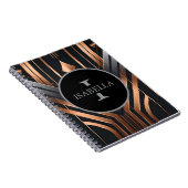 Art Deco Monogram Cirkel Naam Design Notitieboek (Rechterzijde)