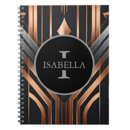 Art Deco Monogram Cirkel Naam Design Notitieboek