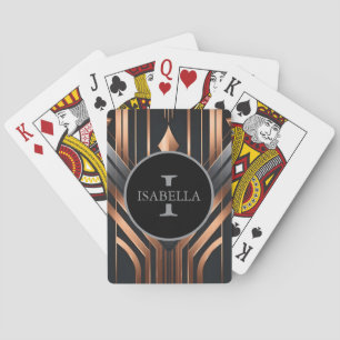 Art Deco Monogram Cirkel Naam Design Pokerkaarten