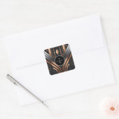 Art Deco Monogram Cirkel Naam Design Vierkante Sticker (Envelop)