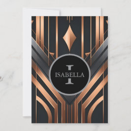 Art Deco Monogram Cirkel Naam Ontwerp Feestdagenkaart
