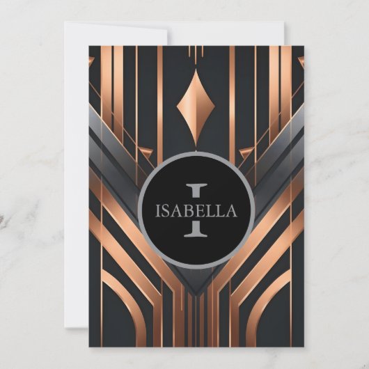 Art Deco Monogram Cirkel Naam Ontwerp Feestdagenkaart (Voorkant)