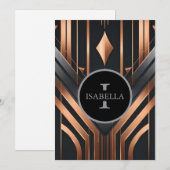 Art Deco Monogram Cirkel Naam Ontwerp Feestdagenkaart (Voorkant / Achterkant)