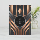 Art Deco Monogram Cirkel Naam Ontwerp Feestdagenkaart (Staand voorkant)