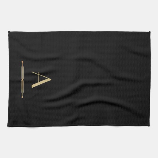 Art deco monogram elegante keukenhanddoek (Horizontaal)