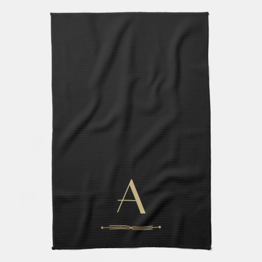 Art deco monogram elegante keukenhanddoek (Verticaal)