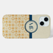 Art Deco Monogram Geometrische cirkels Sinaasappel Case-Mate iPhone Case (Achterkant (horizontaal))