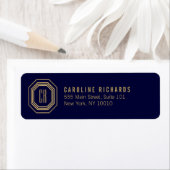 Art Deco Monogram Gold/marine Etiket (Insitu)