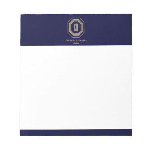 Art Deco Monogram Gold/marine Notitieblok