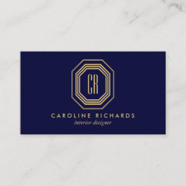  Art Deco Monogram Gold/marine Visitekaartje