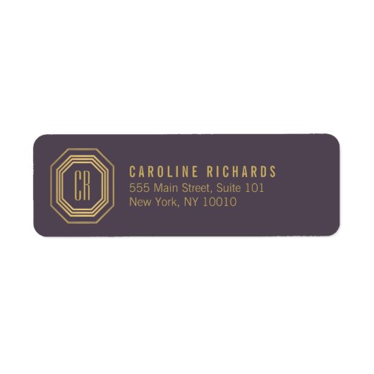  Art Deco Monogram Gold/Paars Etiket (Voorkant)