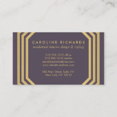  Art Deco Monogram Gold/Paars Visitekaartje (Achterkant)