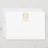  Art Deco Monogram Gold/White Flat Notecard Notitiekaartje (Voorkant)