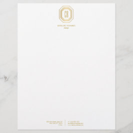 Art Deco Monogram Gold/Wit Briefhoofd