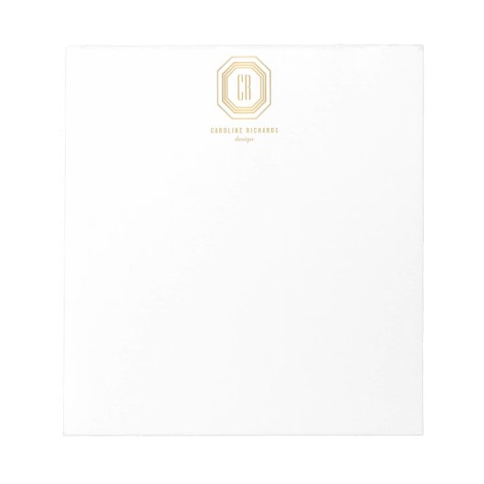 Art Deco Monogram Gold/Wit Notitieblok (Voorkant)