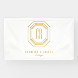  Art Deco Monogram Gold/Wit Spandoek