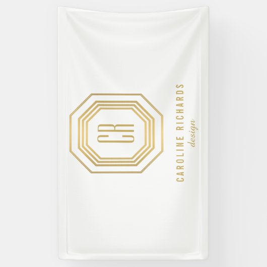  Art Deco Monogram Gold/Wit Spandoek (Verticaal)